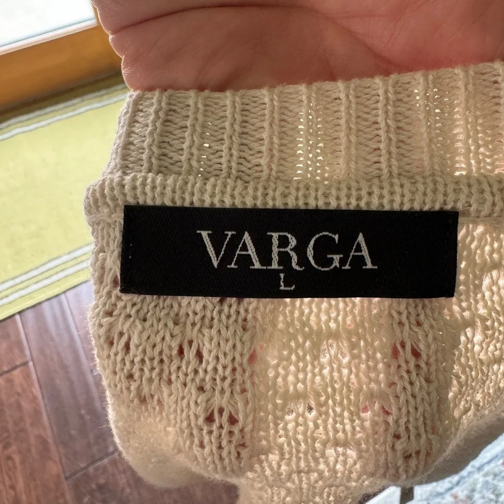 Varga * Vintage Inspired * Cream Cardigan with Cherry Accents *  SZ L - Picture 6 of 6